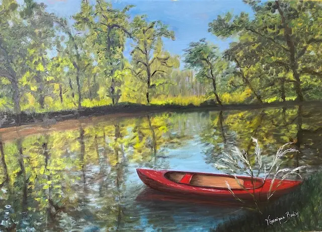 76 Une barque sur la rivière